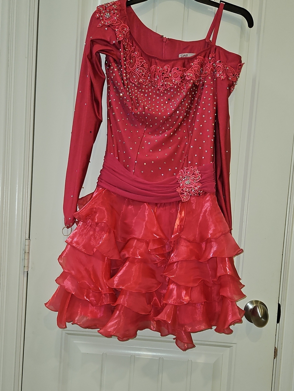 Red Ruffled Performance Costume Dress